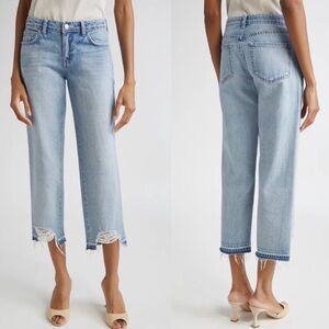 L'AGENCE Blaine Low Rise Release Hem Crop Stovepipe Jeans Albee NWT size 25